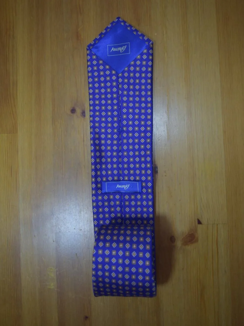 $590 BRIONI Handmade Blue Orange Squares Geometric Long XL Silk Tie Made Italy